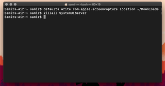 Skärmdump av Mac Maco S Terminal Command Location