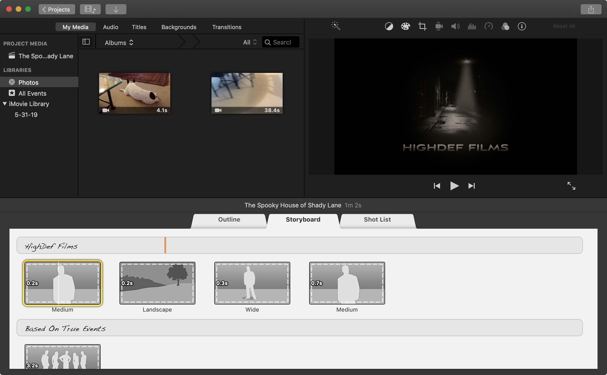 Proyek Trailer iMovie di Mac