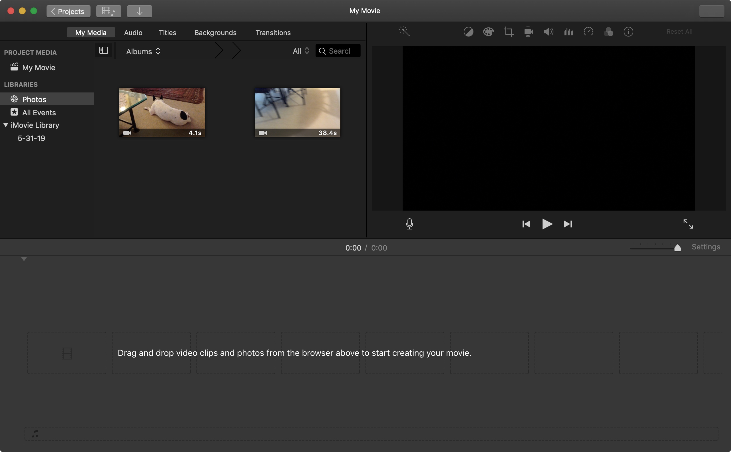 IMovie Film Project på Mac