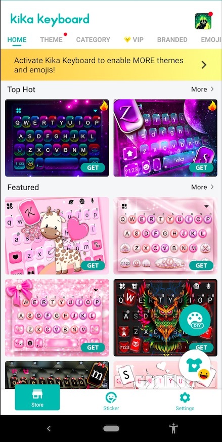 Kika Keyboard-applikation: den bästa emoji-applikationen