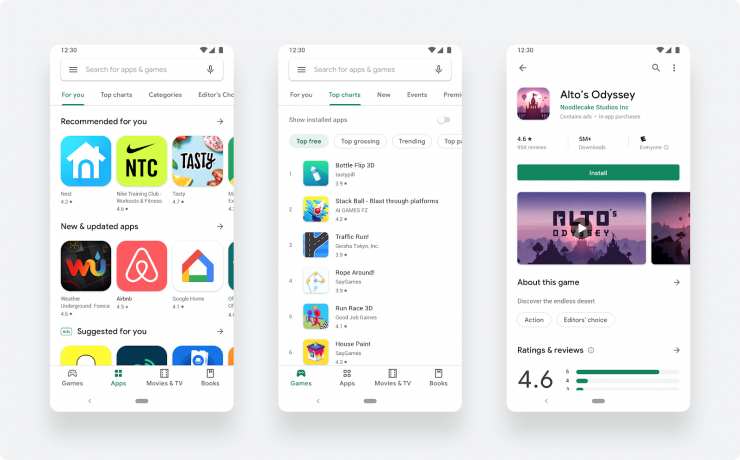 Google Play merilis desain dengan antarmuka yang lebih bersih dan lebih cepat 2