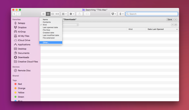 Hapus file besar untuk mengosongkan ruang di Mac