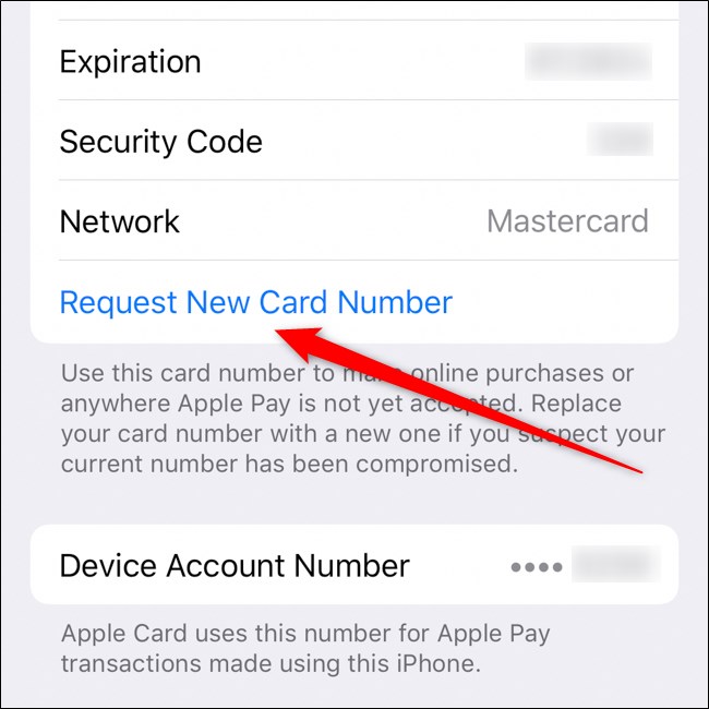 iPhone Apple Permintaan Kartu Tombol Nomor Kartu Baru