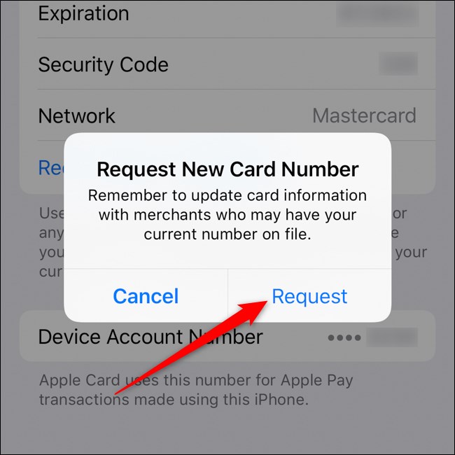 iPhone Apple Permintaan Kartu, Konfirmasi Nomor Kartu Baru