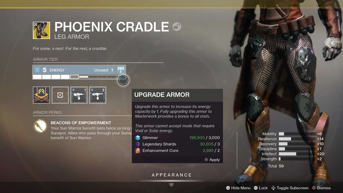 Takdir 2: Shadowkeep Phoenix Cradle Exotic Titan kaki