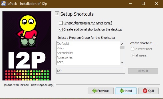 Setup Shortcuts I2p
