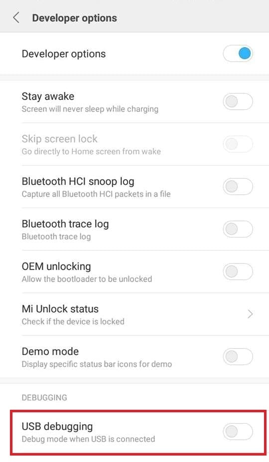 Hur man aktiverar USB-felsökning på Xiaomi Mi MIUI 9 3-enheter