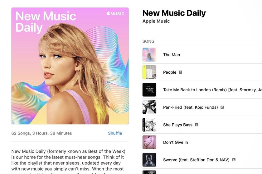 Apple Musik merilis 'New Music Daily', daftar putar baru dengan pembaruan harian