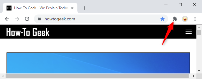 Tombol menu ekstensi pada bilah alat browser Chrome