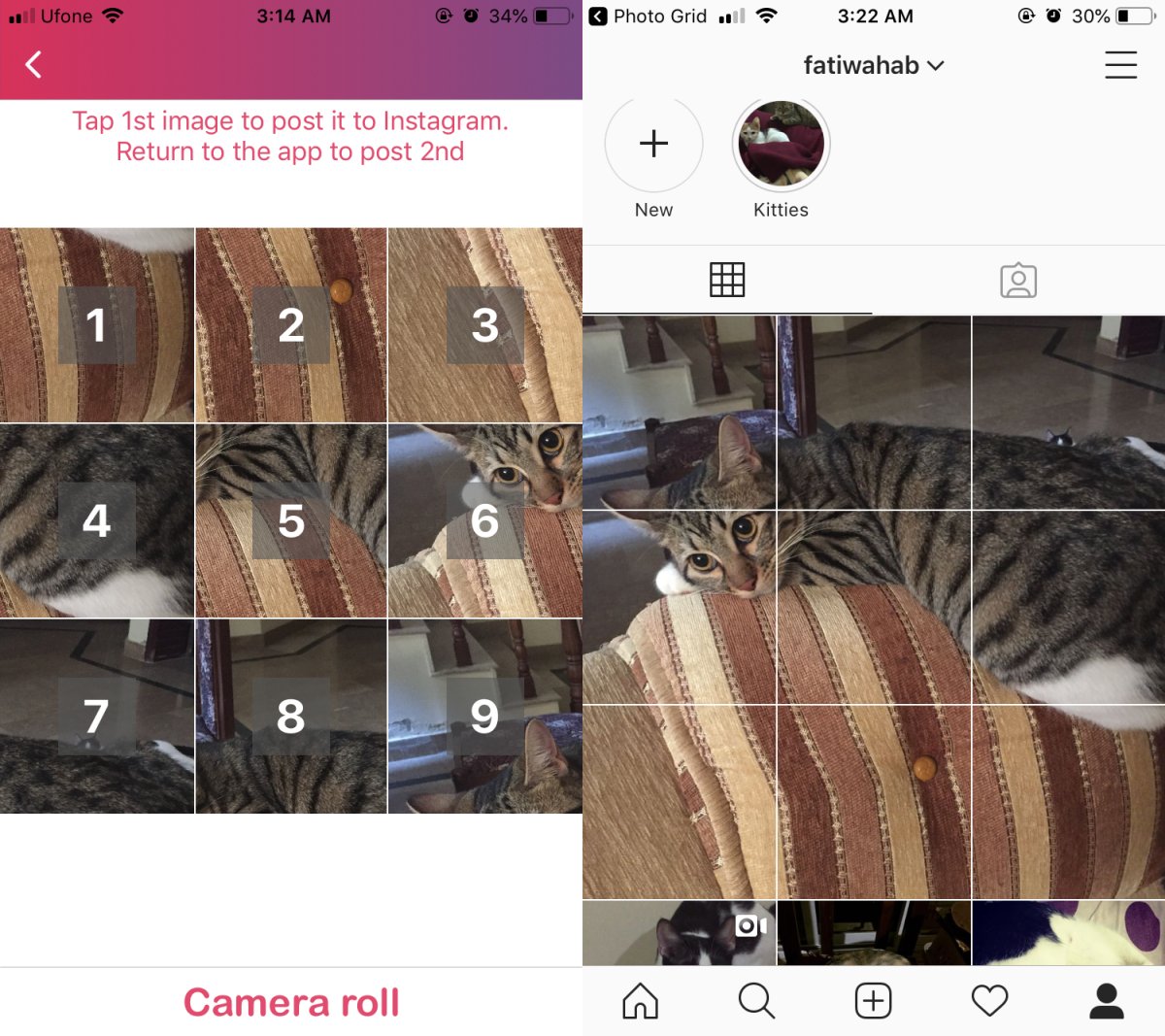 Cara membuat Instagram 3 × 3 kisi pos di iOS