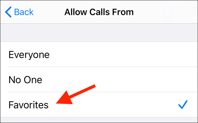 Switch ke Favorit untuk memungkinkan panggilan dari daftar Favorit Anda