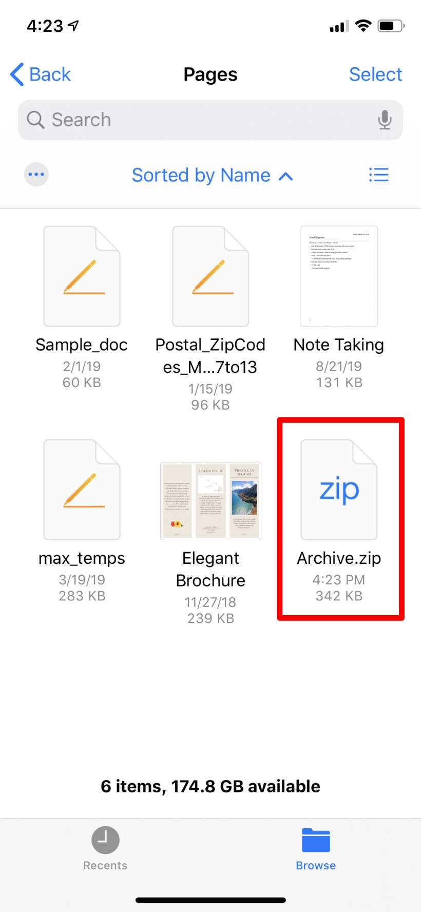 Cara zip dan unzip file terkompresi di iPhone dan iPad.