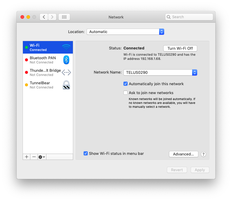 wifi menghubungkan opsi mac