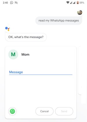 Google Assistant ketik pesan