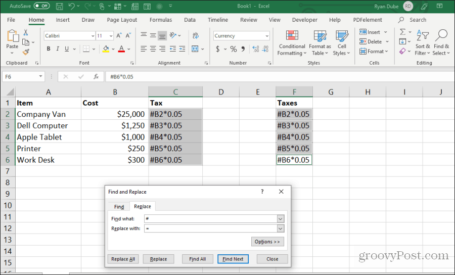 temukan dan ganti formula di Excel
