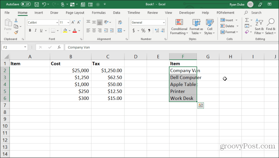 flytta celler i Excel