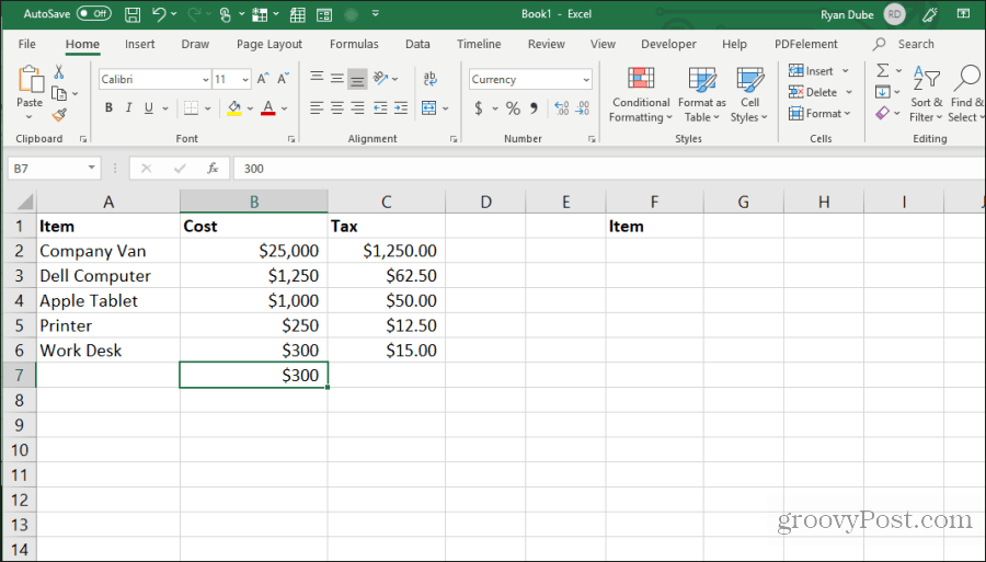 använd kontroll-d i Excel