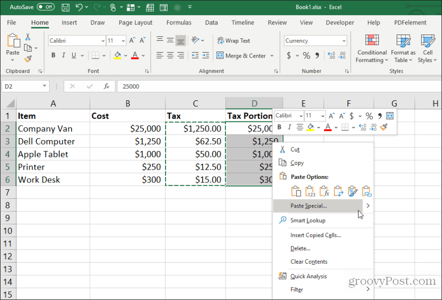 klistra in specifikt i Excel