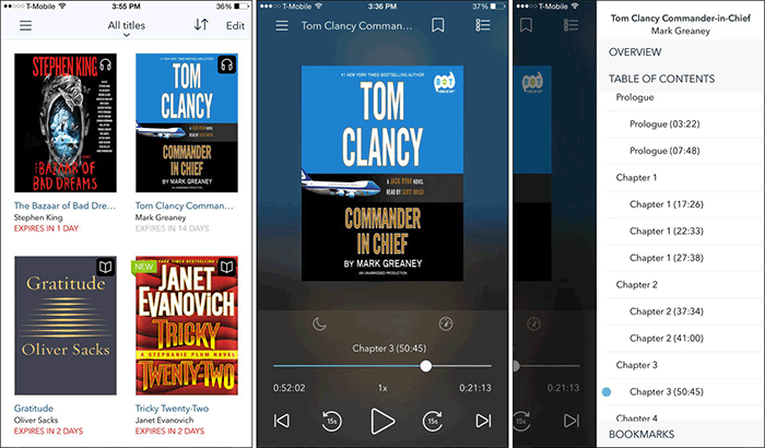 Screenshot Aplikasi Audiobook iPhone dan iPad OverDrive
