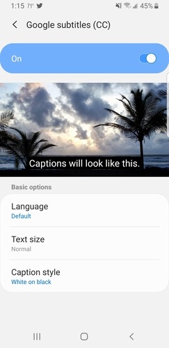 Aksesibilitas Android Subtitle Google