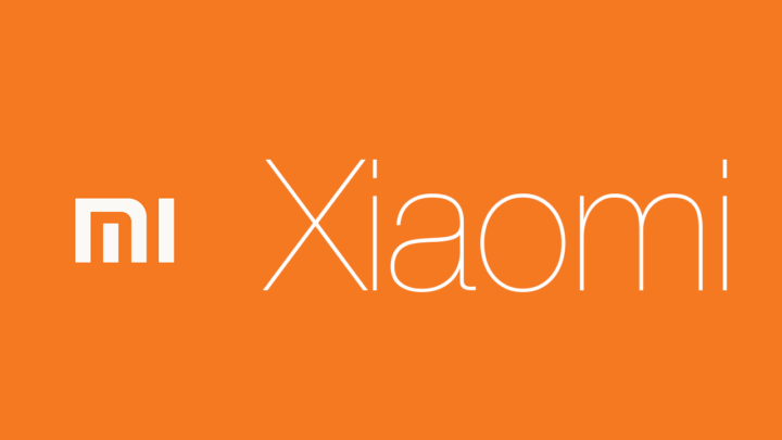 Logo Xiaomi dengan latar belakang oranye