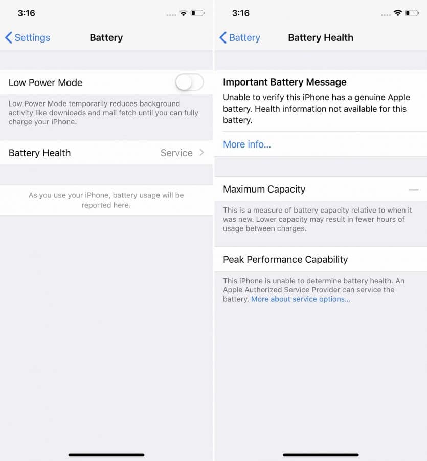 Apple Mencegah Penggantian Baterai iPhone Pihak Ketiga Dengan Pesan ‘Layanan’ di iOS