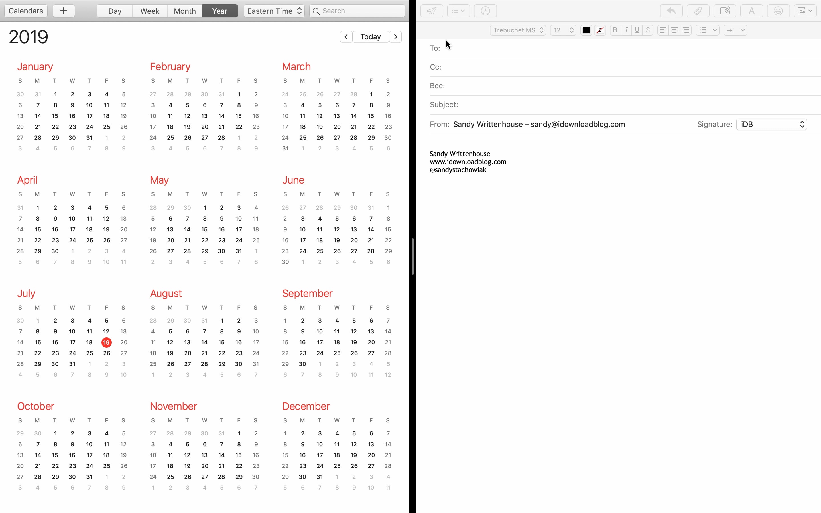 Split Lihat Kalender Email Mac