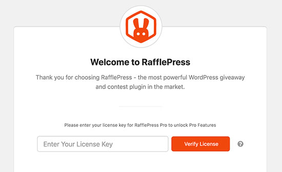 Tambahkan kunci lisensi RafflePress