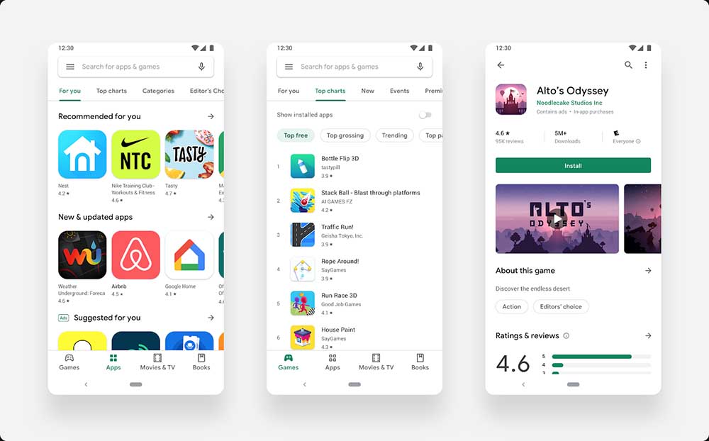 Desain Bahan Desain baru oleh Google Play Store akhirnya datang ke semua