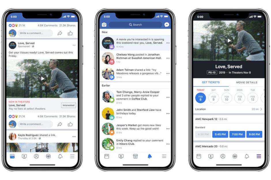 Facebook users will now see reminders and showtimes in movie ads
