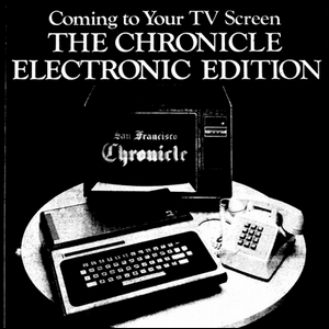 Iklan cetak untuk layanan pengiriman surat kabar berbasis komputer awal