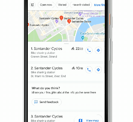 Google Maps: informasi real-time tentang berbagi sepeda di 24 kota segera hadir 3