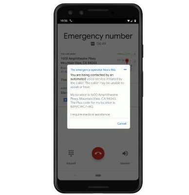  Aplikasi ini menggunakan pesan otomatis untuk memberikan informasi diam ke layanan darurat