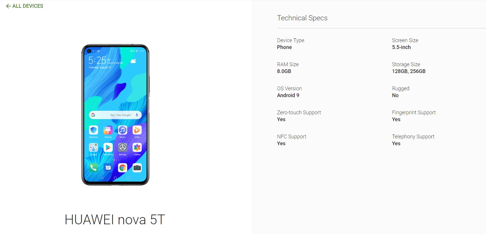 Huawei Nova 5T ditemukan terdaftar di situs web Android Google Enterprise