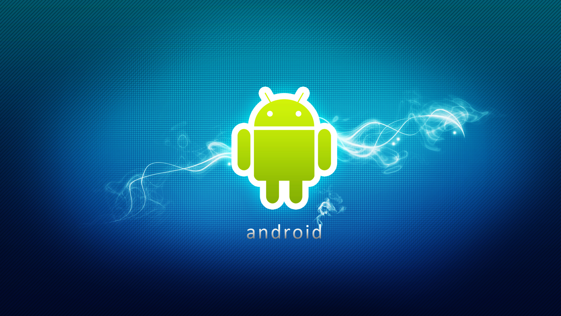 Logotipo de Android con fondo azul y rayo