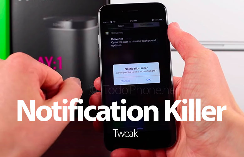 Meddelande Killer, justera för att radera alla iPhone-aviseringar genom att trycka på 2