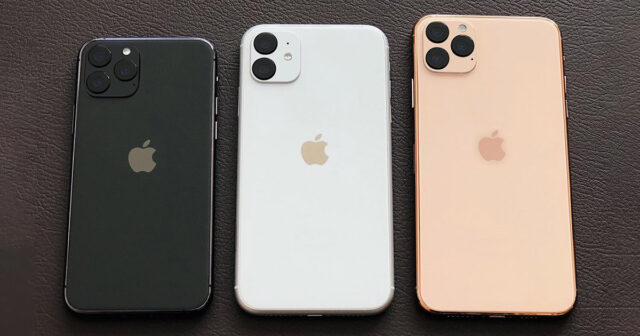 iPhone 11 med ett äpple i mitten