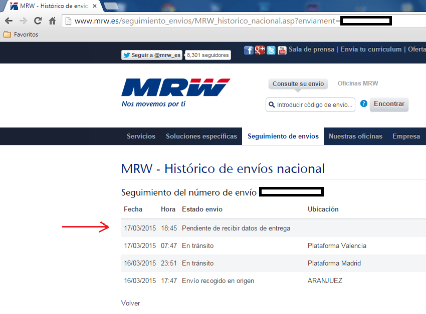 Pelacakan pesanan MRW