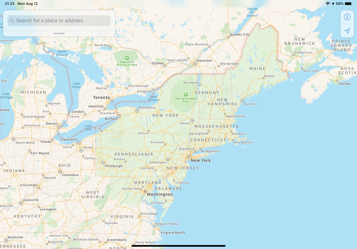 Lansering av ombyggda Apple-kartdata som sprider sig nordost om USA 2