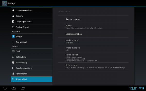 Uppdatera Galaxy Tab 10.1 GT-P7510 med Android 4.1.1 AOSP Jelly Bean Custom ROM 2