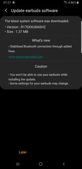 Uppdateringen av Galaxy Bluetooth augusti började visas 