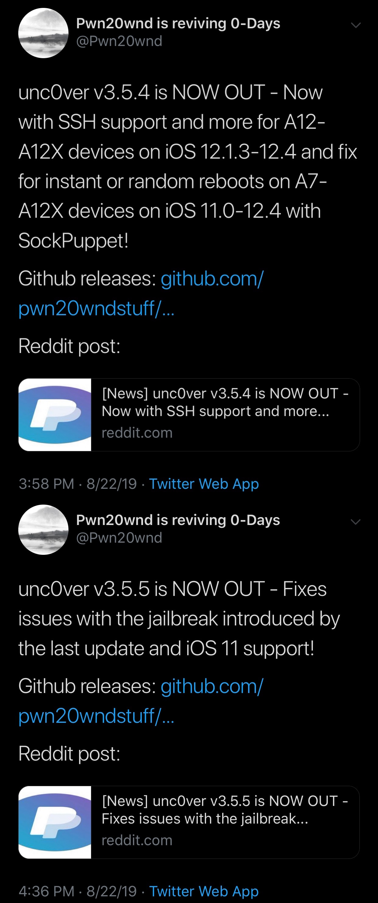 Unc0ver v3.5.5 dirilis dengan dukungan SSH pada perangkat A12 (X) yang menjalankan iOS 12.1.3-12.4, perbaikan bug 3