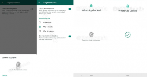 WhatsApp: upplåsning av fingeravtryck på Android 1