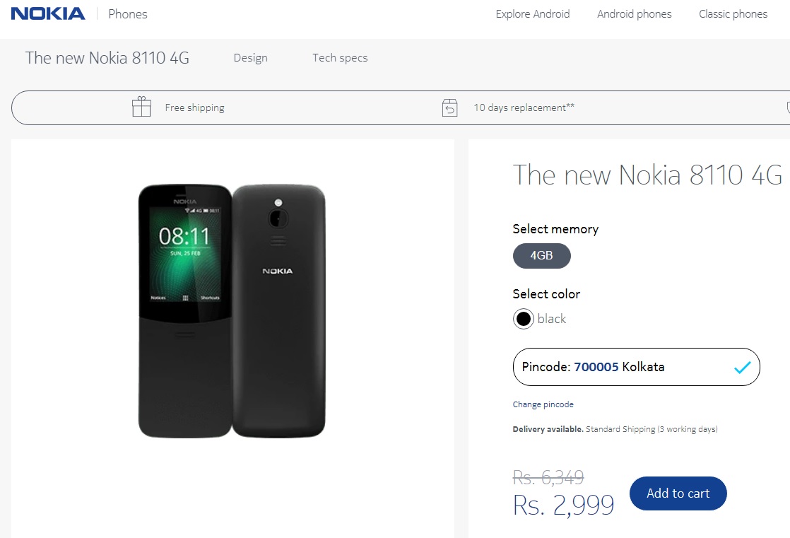 Nokia secara resmi menurunkan harga Nokia 8.1 dan Nokia 8110 4G di India 4