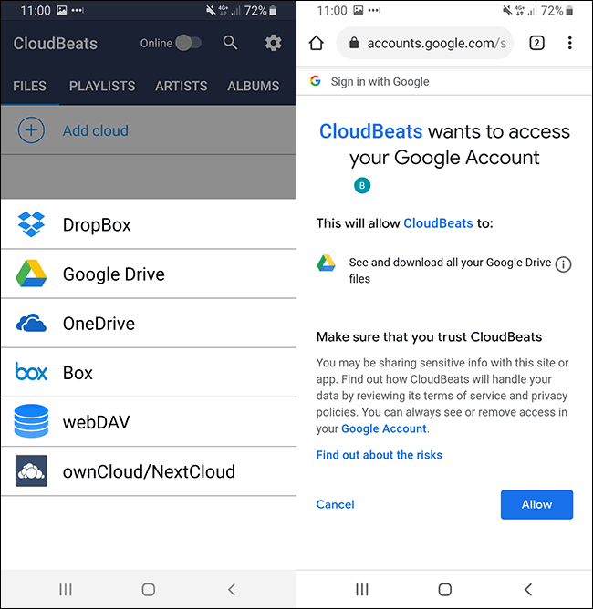Aplikasi Cloudbeats Android Music Otorisasi Google Drive