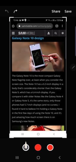 hur man tar en skärmdump på Galaxy Note 10