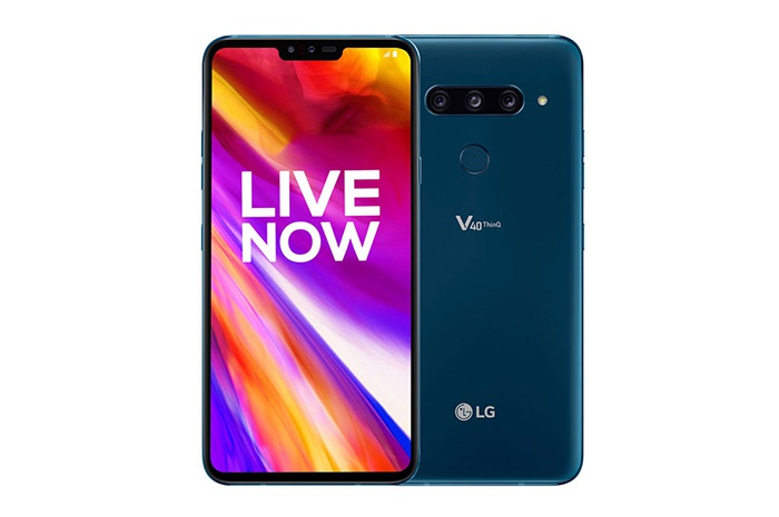 Fram och bak i blått från LG V40 ThinQ