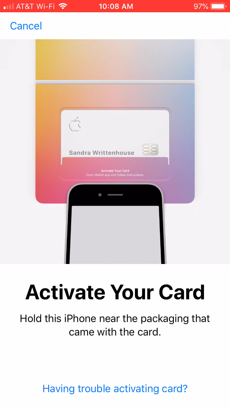 Håll iPhone nära Apple-kortet
