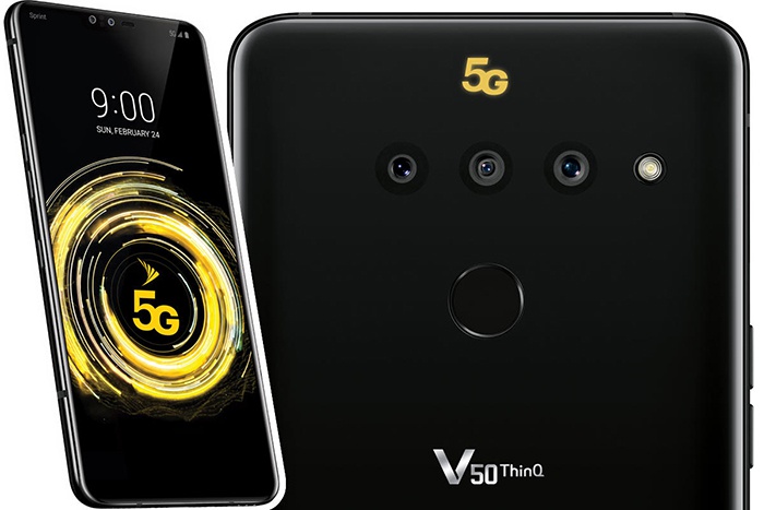 Framsidan och baksidan av LG V50 ThinQ 5G