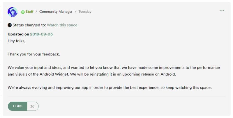 Spotify Membawa Kembali Widget Android Dengan Permintaan Populer Dan Pengaduan Penggemar 1